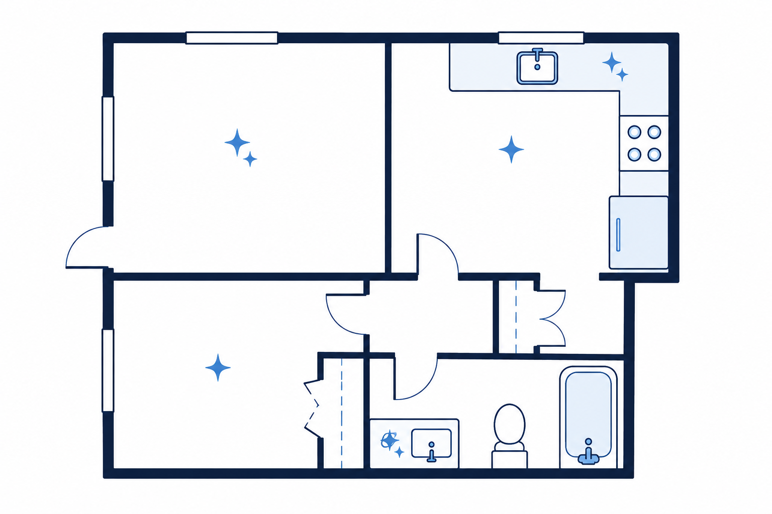 Vacant home floor plan illustration